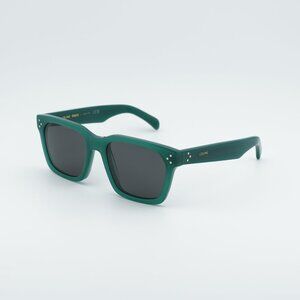 Celine CL40248I 96A Sunglasses Glossy Green Square Frame, Grey Lenses